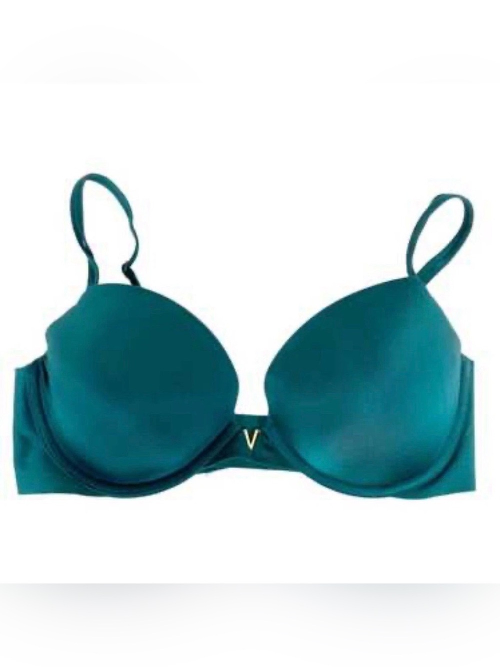 Victoria’s Secret Very Sexy Push Up Bra 34D Teal Green Gold V Charm Monogram⁠